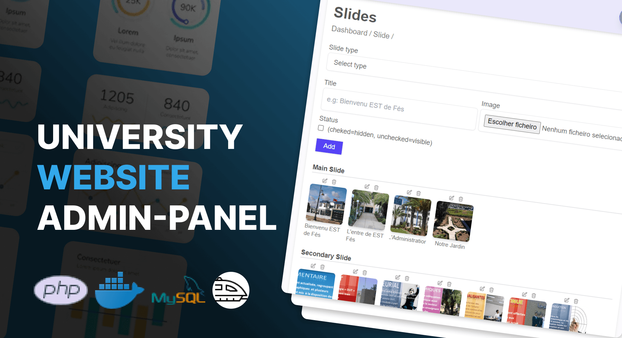 University website Dashboard